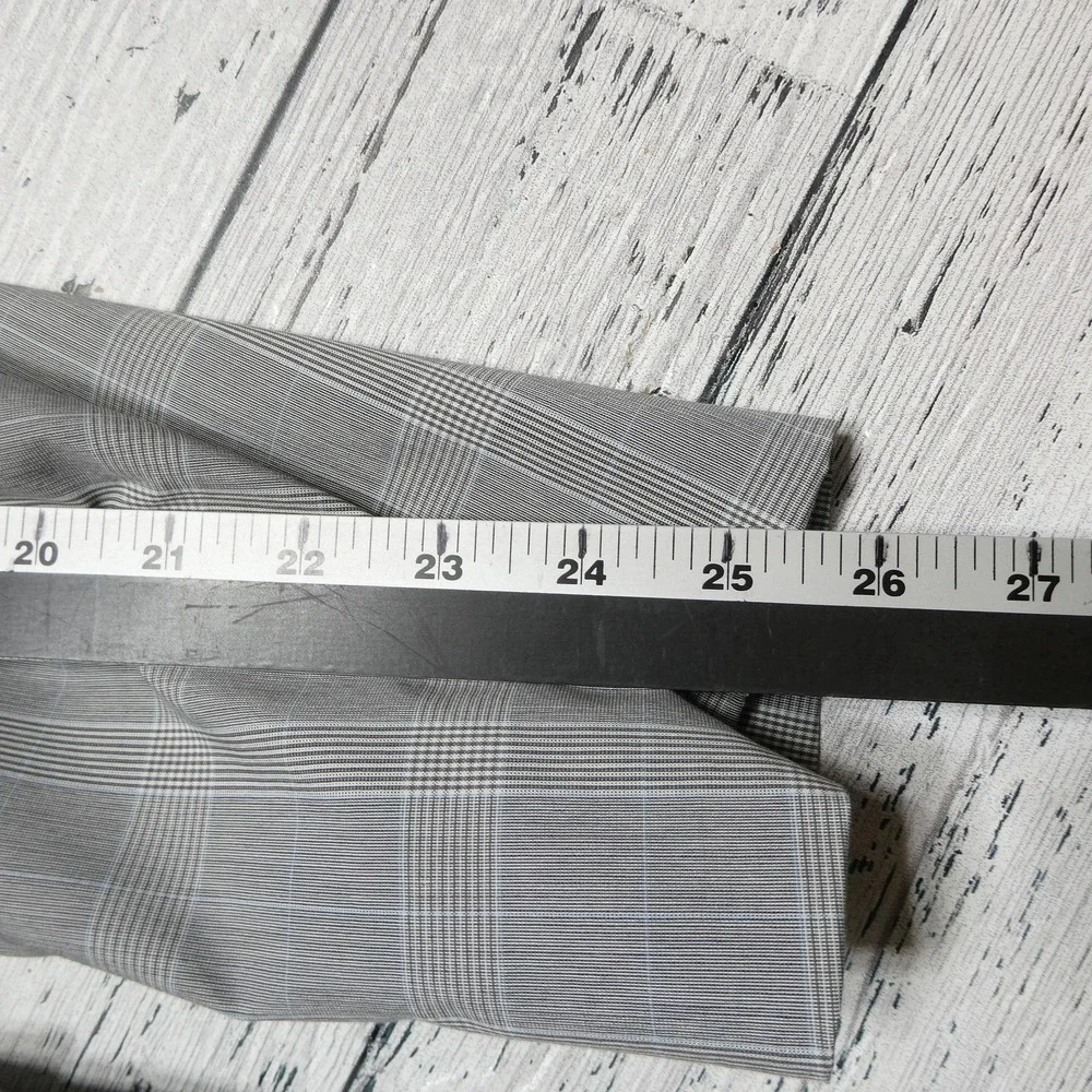 Hugo Boss BOSS Blazer Mens 42L 52 Gray Plaid Stretch Suit Jacket The James3